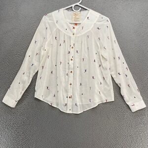 Anthropologie Top Womens 2 Conversations Limited Edition Skiing Button Down‎ Ski